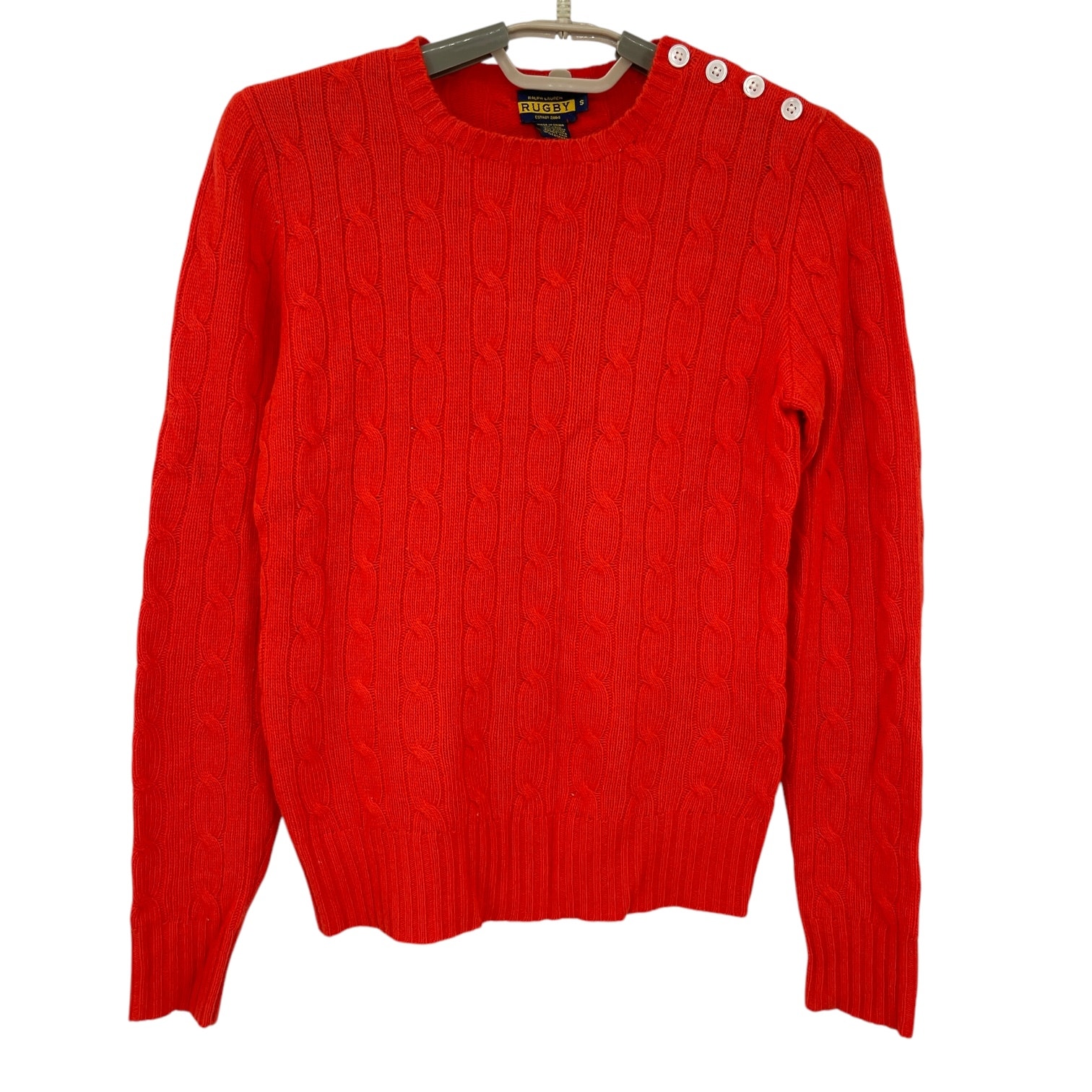 Ralph Lauren Rugby Womens Cable Knit Sweater Orange Size Small